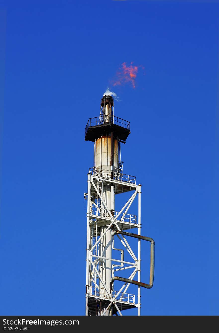 Refinery factory against the dark blue sky