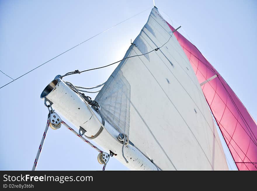 Sailing with full wind during yacht regata. Sailing with full wind during yacht regata