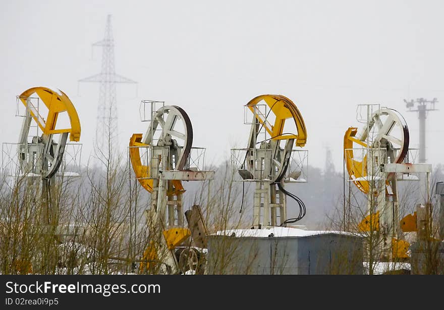 Oil derricks pump. Four pieces