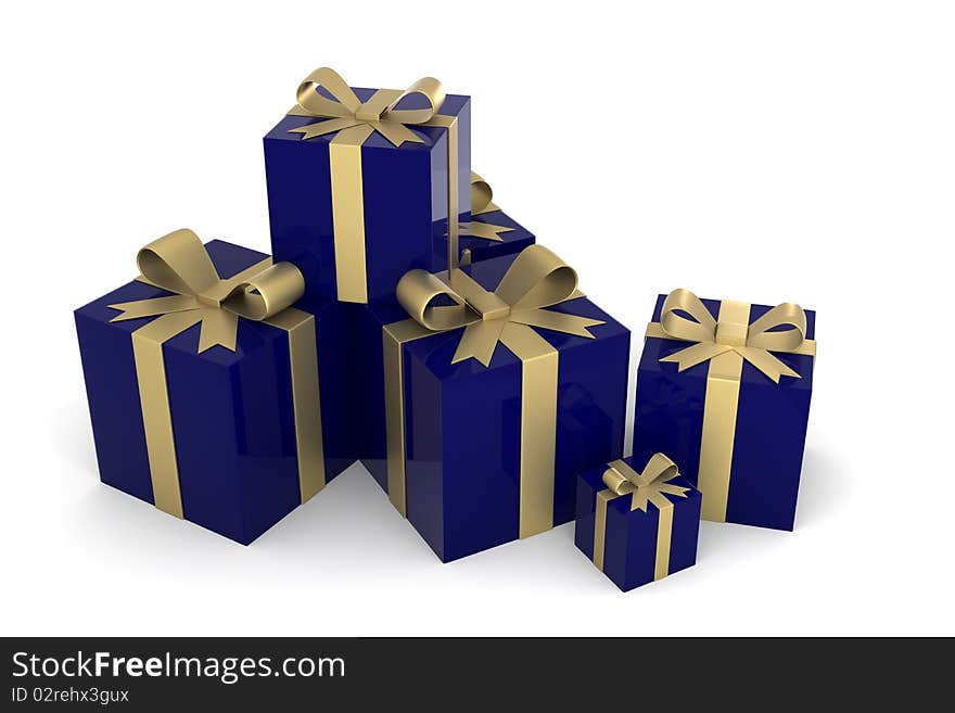 Gift boxes with golden ribbon. Gift boxes with golden ribbon