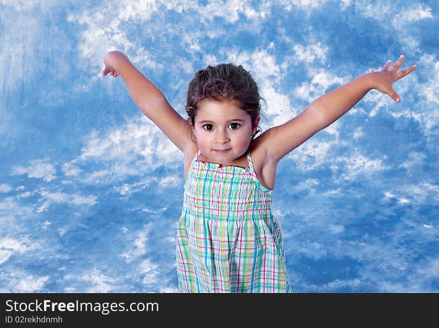 Cute little girl whit open arms