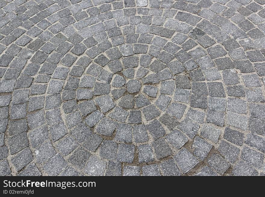 Stone block paving with circle composition