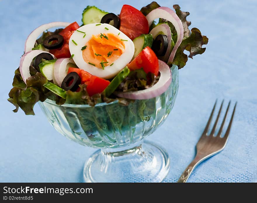 Spring salad with an egg. Spring salad with an egg