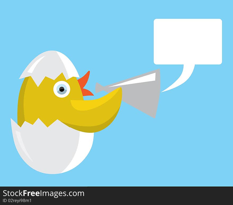 Cartoon illustration of chicken speaking in a megaphone