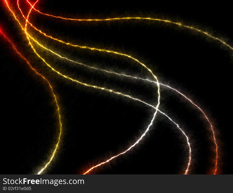 Abstract colored lines waving through space. Abstract colored lines waving through space