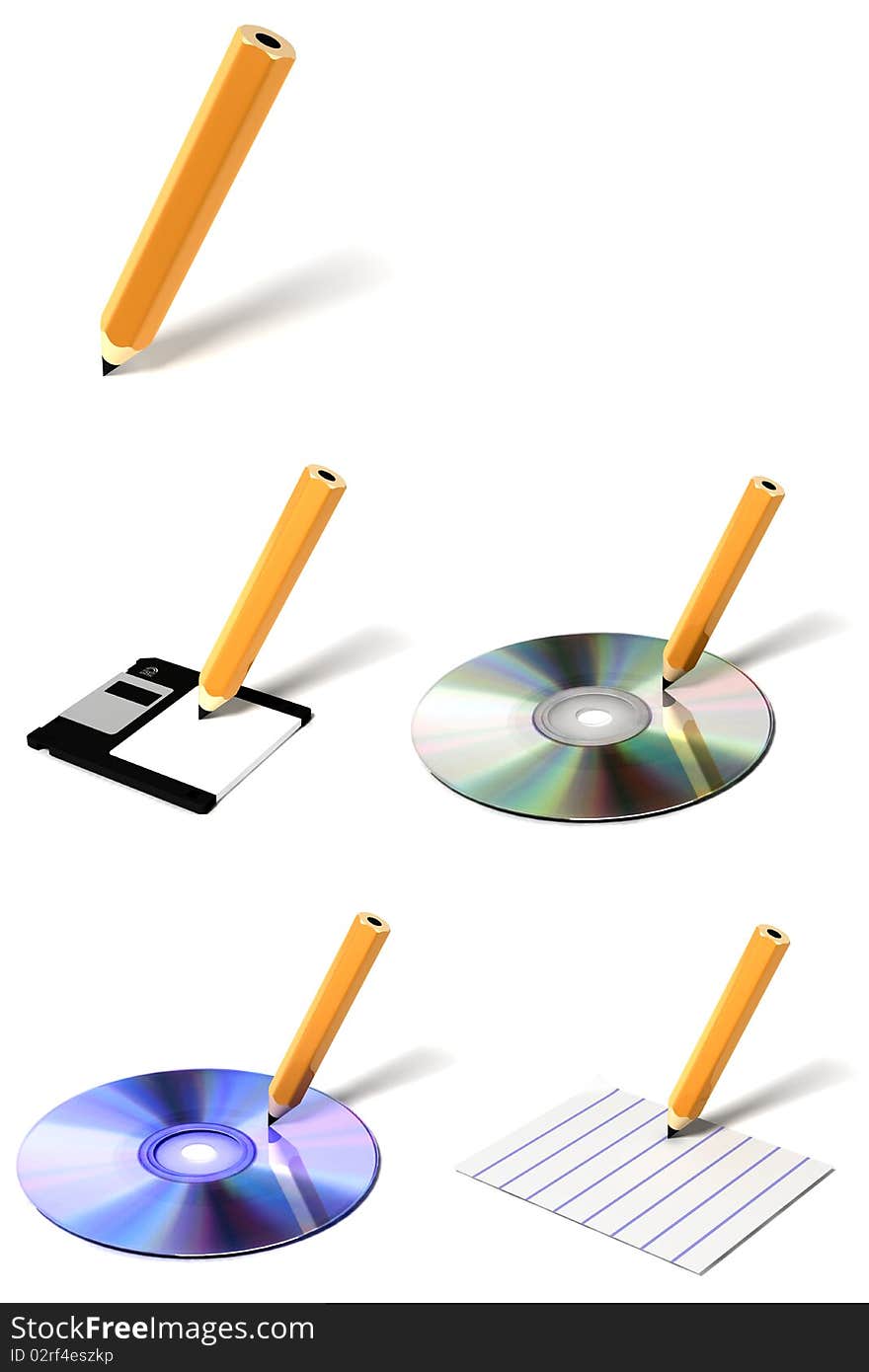 Pencil 3D icon collection