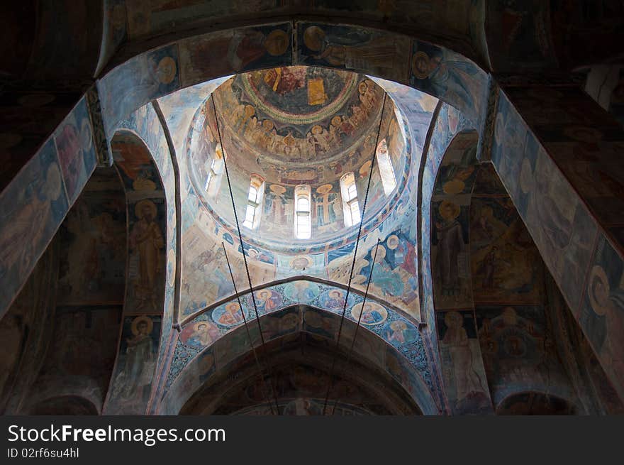 Beautiful ceiling inside an orthodox monastery near the mountain of Fruska Gora, Serbia. Beautiful ceiling inside an orthodox monastery near the mountain of Fruska Gora, Serbia