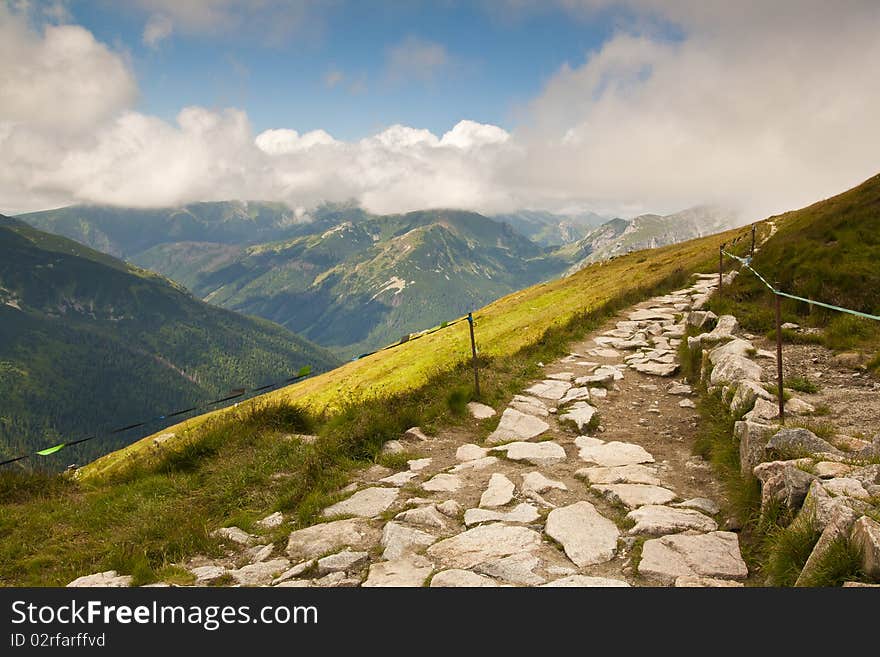 The mountain track in the high Tatras