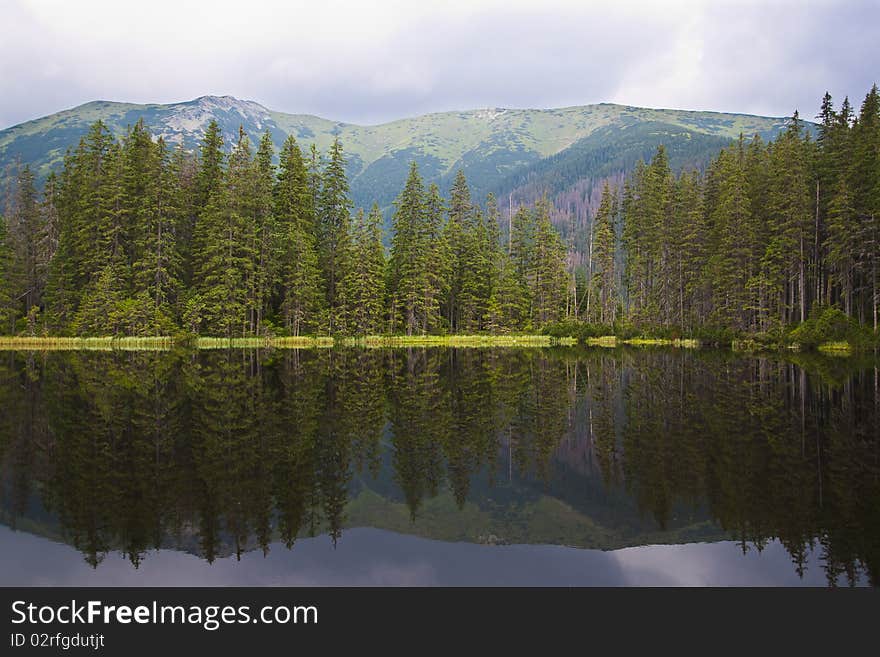 The mountain lake in the High Tatras