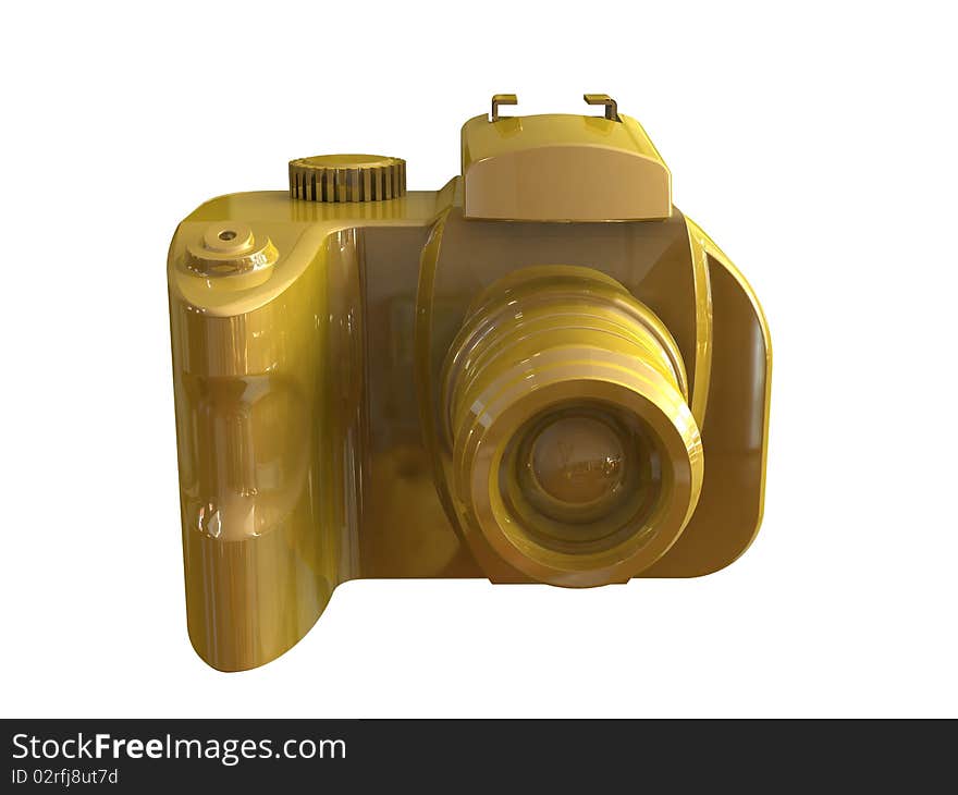 3d render of DSLR camera isolated on white background viewed from front