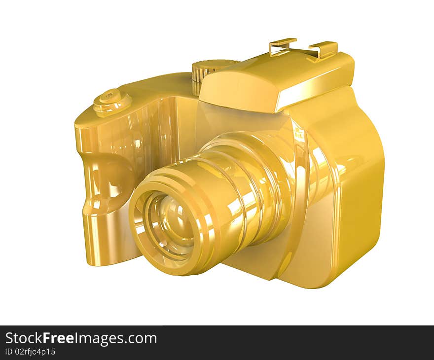 3d render of DSLR camera isolated on white background viewed from front