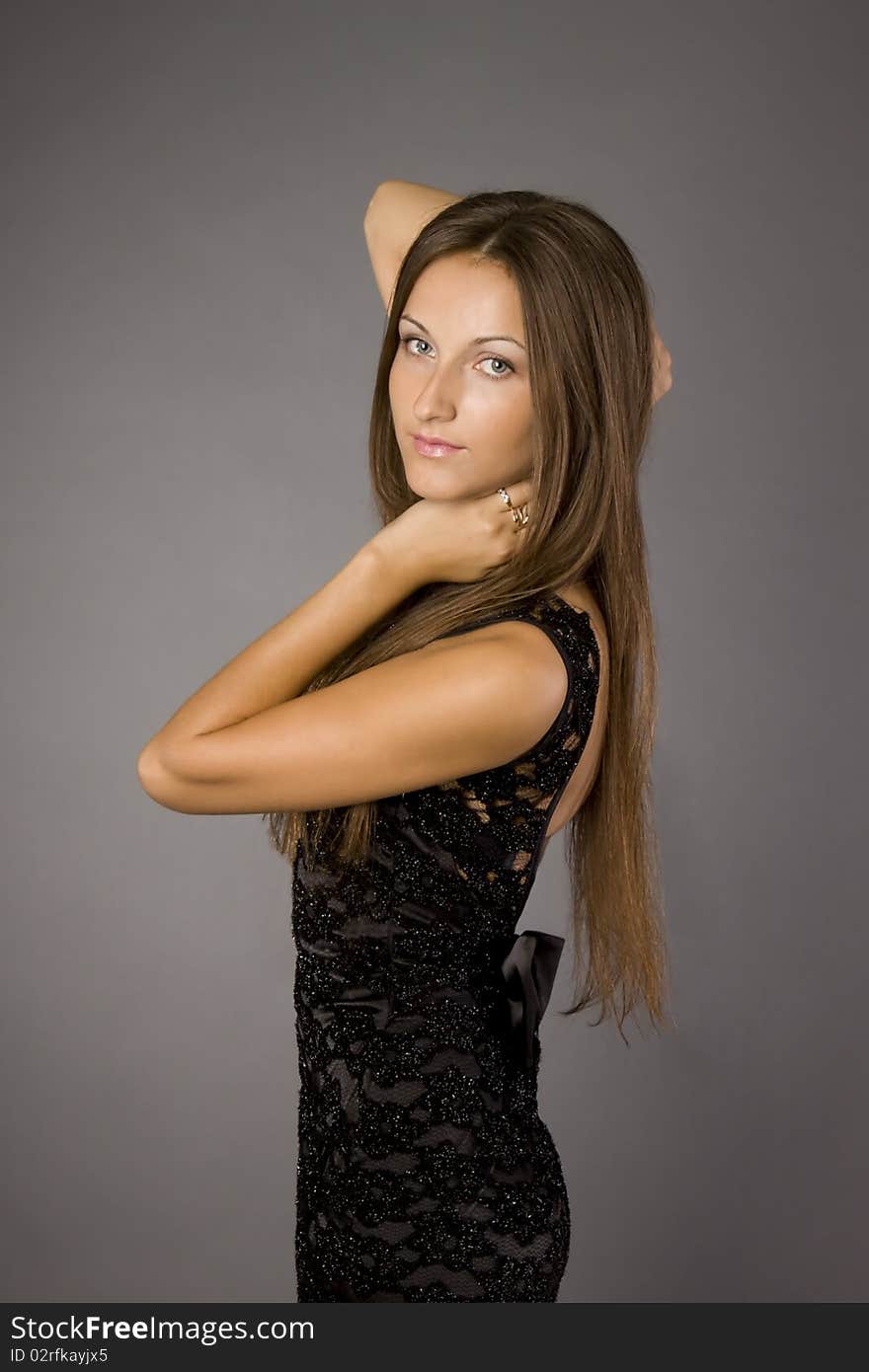 Girl in black dress