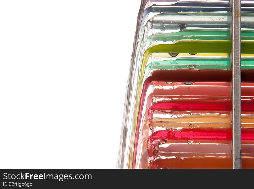 Tubes with different colored chemicals as a rainbow