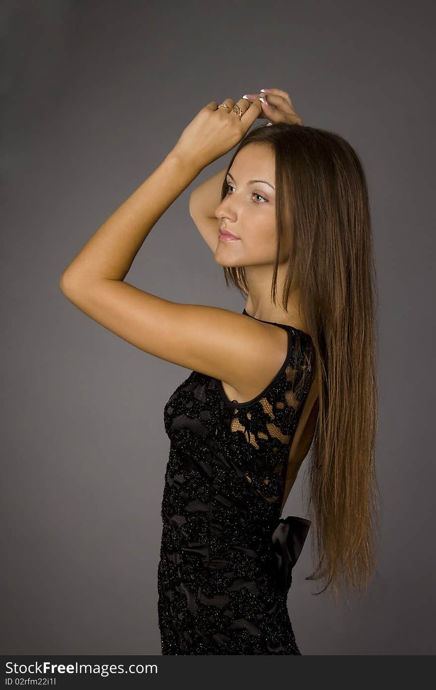 Girl in black dress