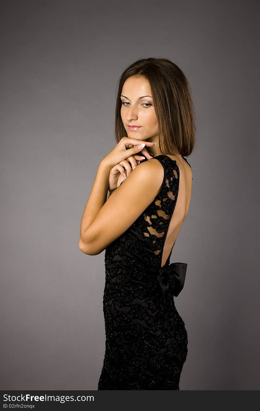 Girl in black dress