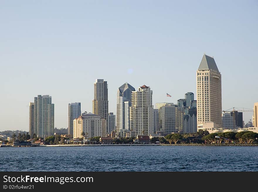 Skyscrabers in downtown San Diego at Sunset. Skyscrabers in downtown San Diego at Sunset