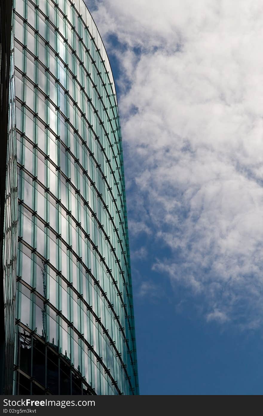 Reflection of the sky on an office building, Berlin, Germany, Potsdammer Square (Potsdammer Platz). Reflection of the sky on an office building, Berlin, Germany, Potsdammer Square (Potsdammer Platz)