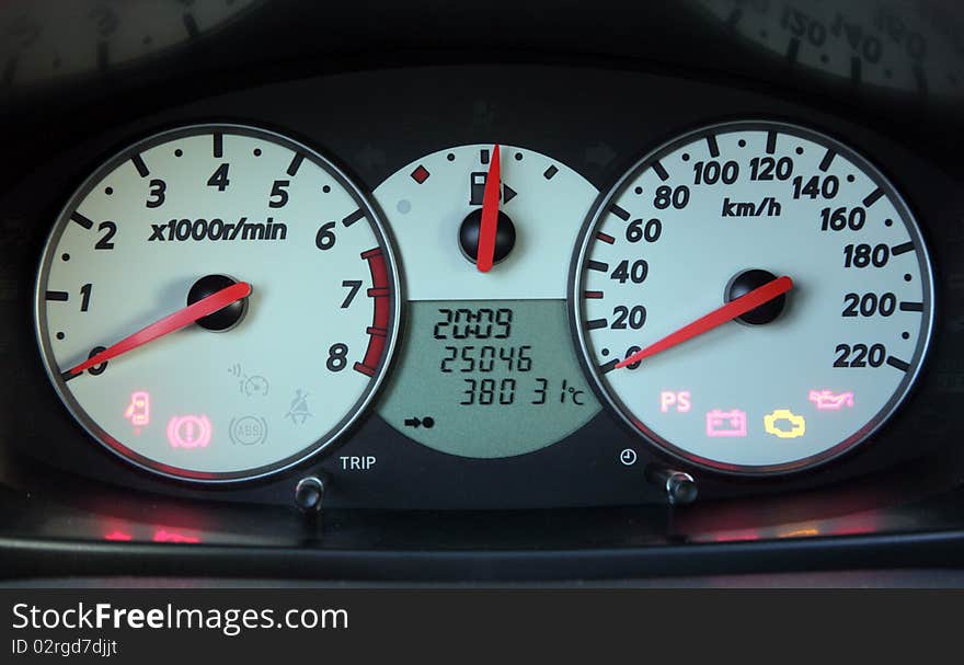 Image speedometer and tachometer car. Automotive equipment.