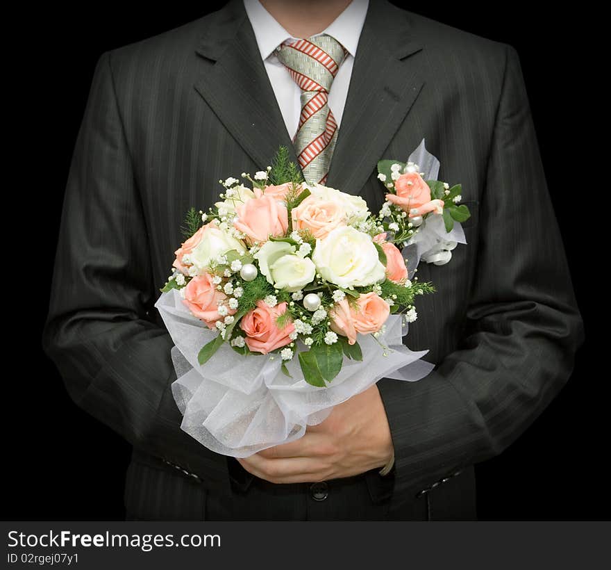 Man with the bouquet of bride. Man with the bouquet of bride