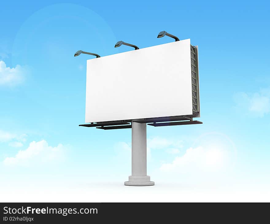 High res. blank big billboard isolated-3d rendered