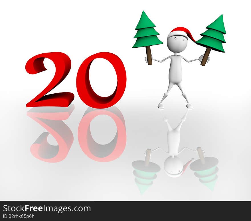 3d people holding hands in the two trees symbolize the arrival of the new year. 3d people holding hands in the two trees symbolize the arrival of the new year.