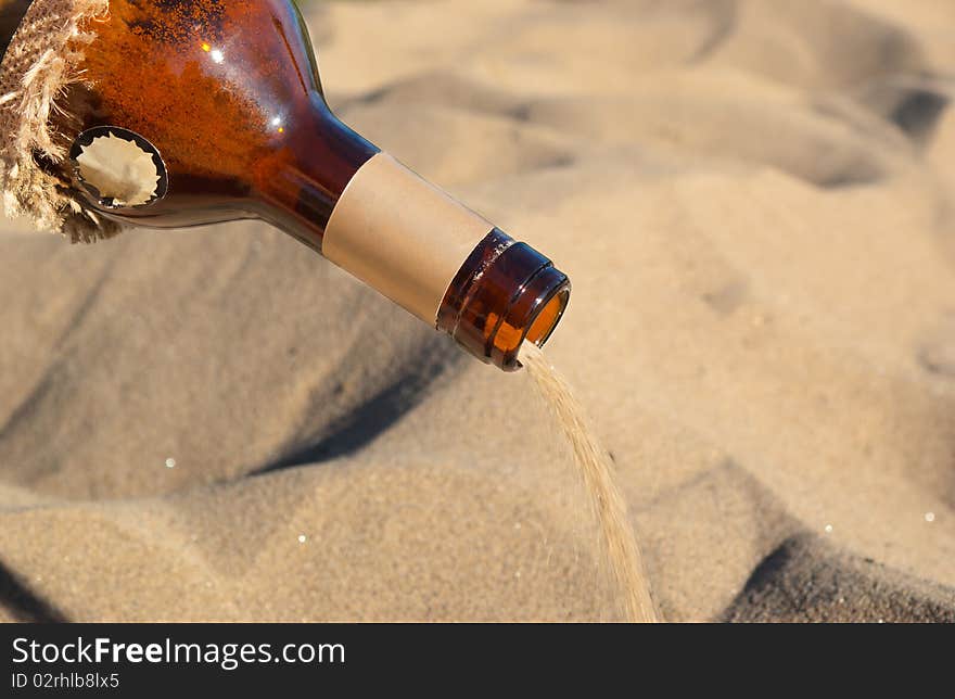 Horizontal image of a sand in a bottle. Horizontal image of a sand in a bottle