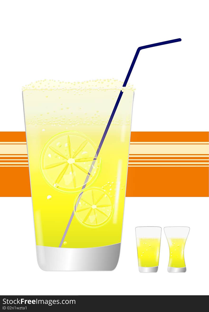 Abstract glasses of juice with lemon