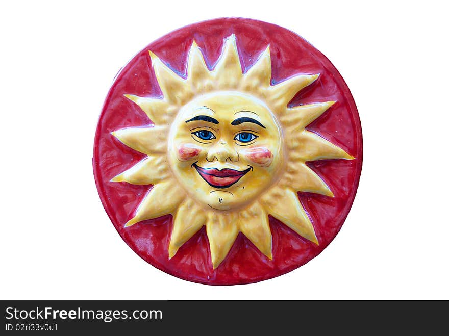 Ceramic adornment Red sun smiles