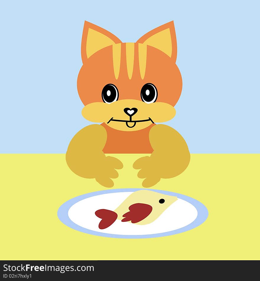 Nice cat eating fish