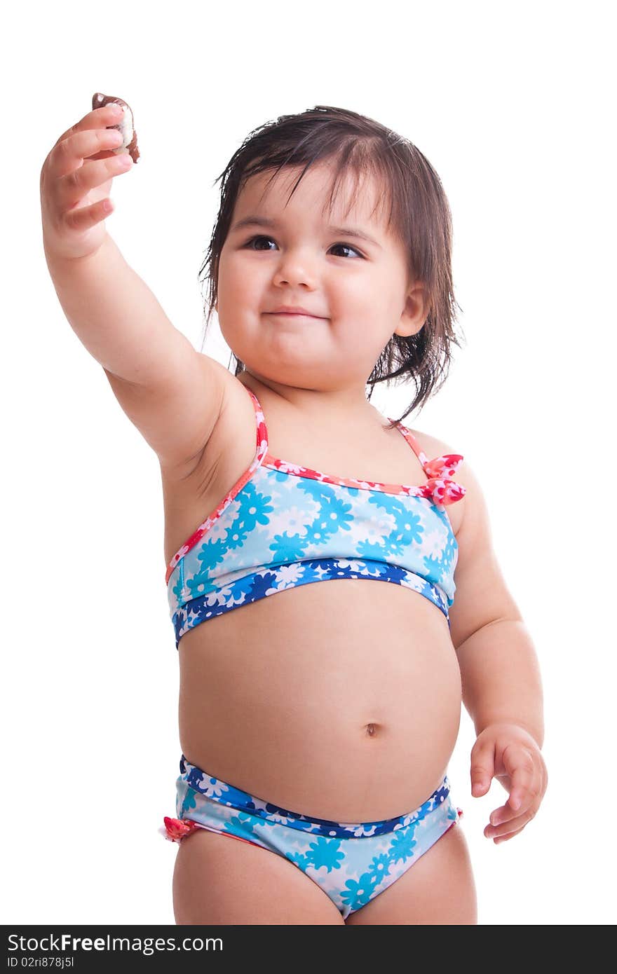 Little girl in swimming suit