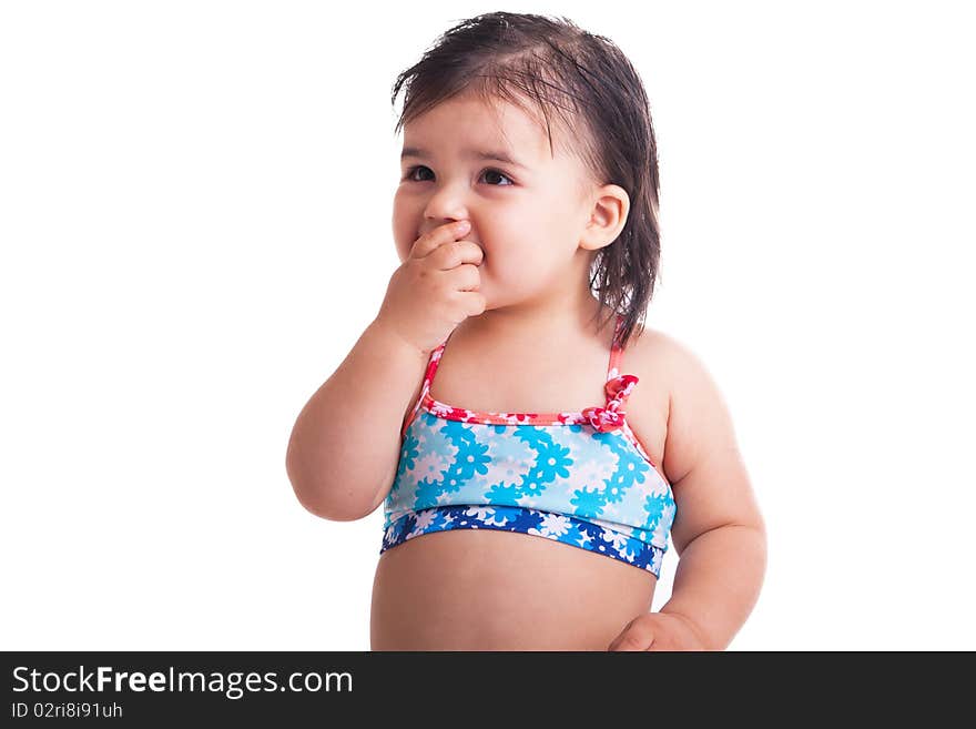 Little girl in swimming suit