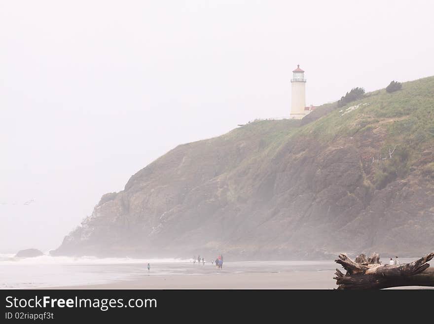 A cool foggy day in southwestern washington. this is another lighthouse leading to the inlet of the columbia river and pacific ocean. A cool foggy day in southwestern washington. this is another lighthouse leading to the inlet of the columbia river and pacific ocean