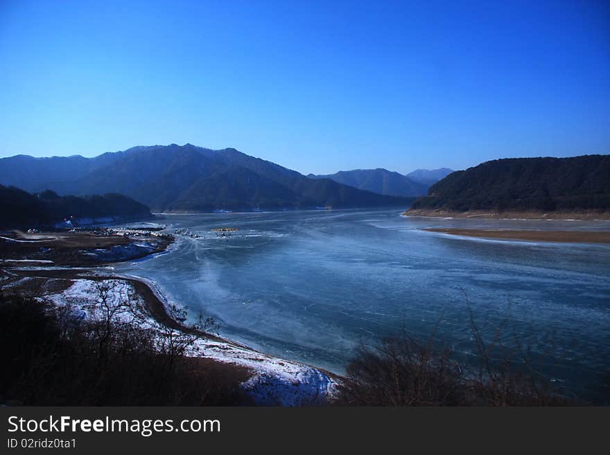 Lake ice in Winter's korea