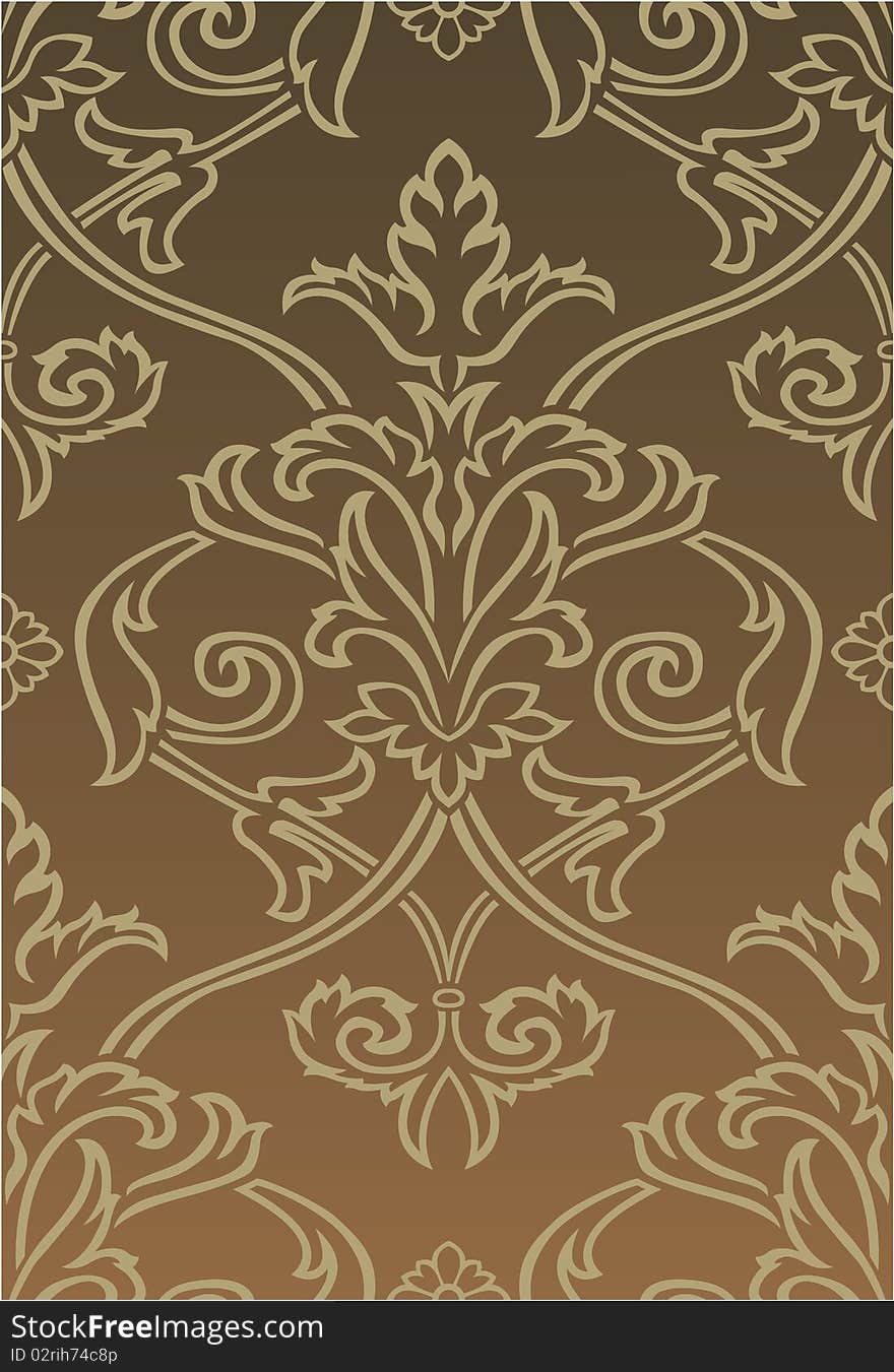 Brown tone Damask style wallpaper Pattern background. Brown tone Damask style wallpaper Pattern background