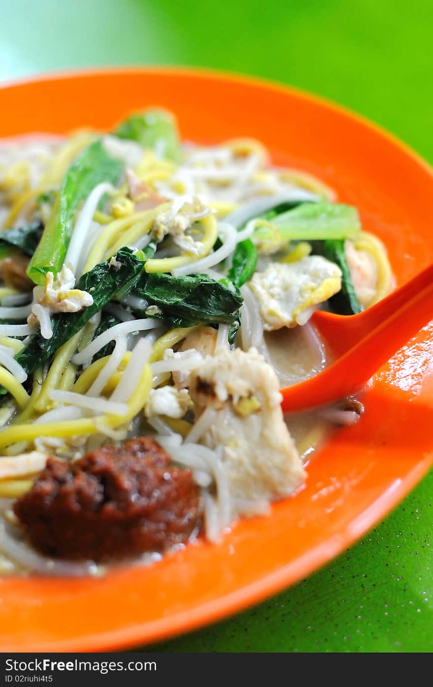 Sumptuous looking Chinese style vegetarian noodles. Made with various ingredients and vegetables. For concepts such as healthy eating and lifestyle, and food and beverage.