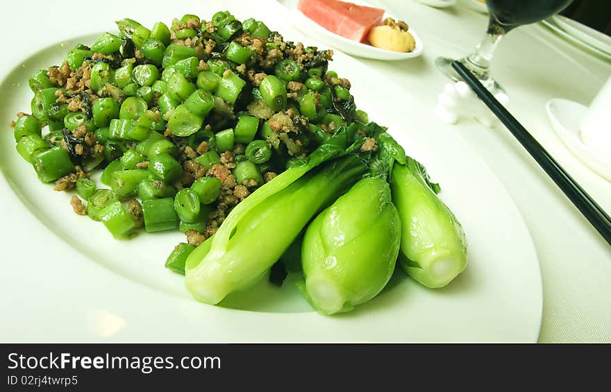 Mixed meat beans ,very common home cooking in china. Mixed meat beans ,very common home cooking in china