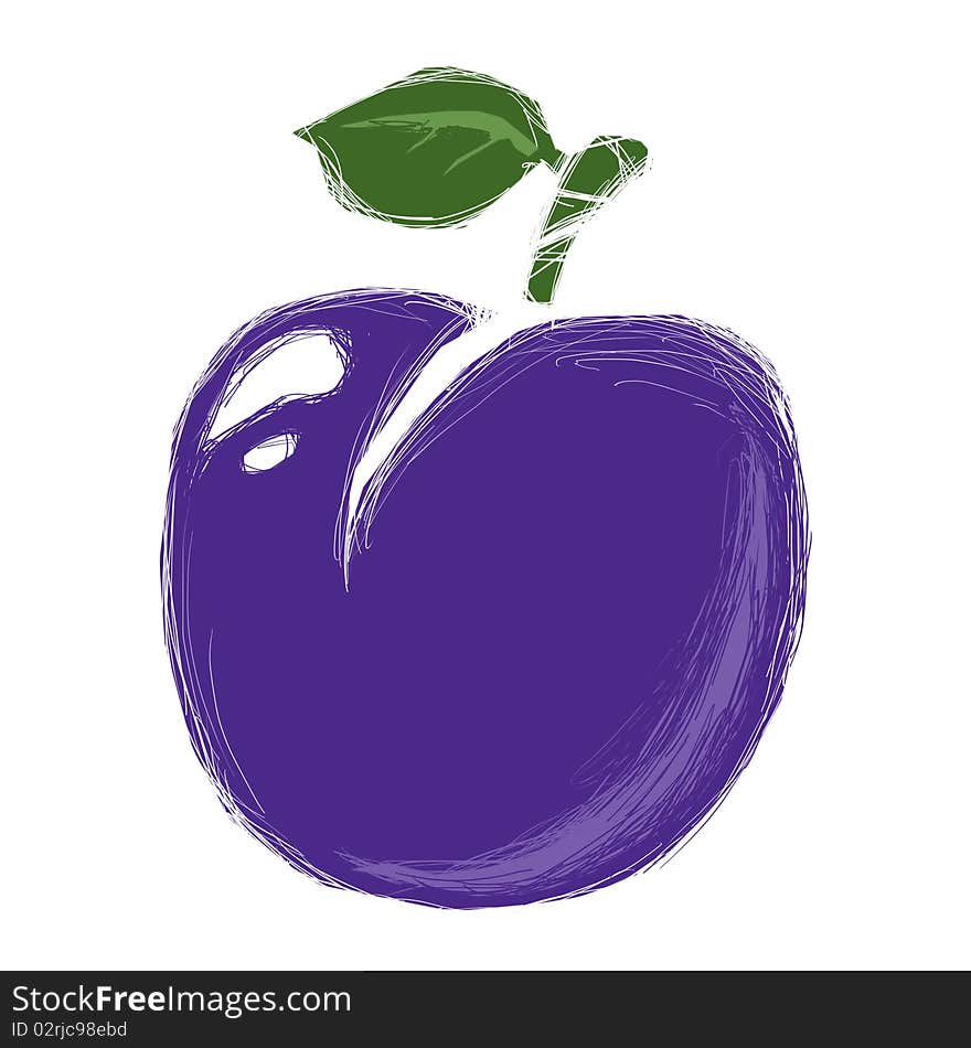 Stylized plum isolated on a white background.