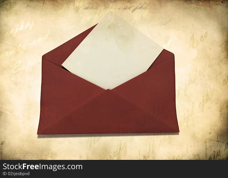 Red envelope with empty sheet of paper