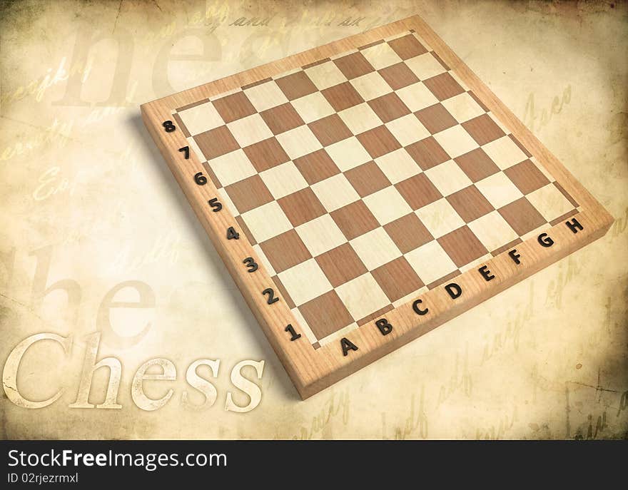 Chessboard Wood over retro background