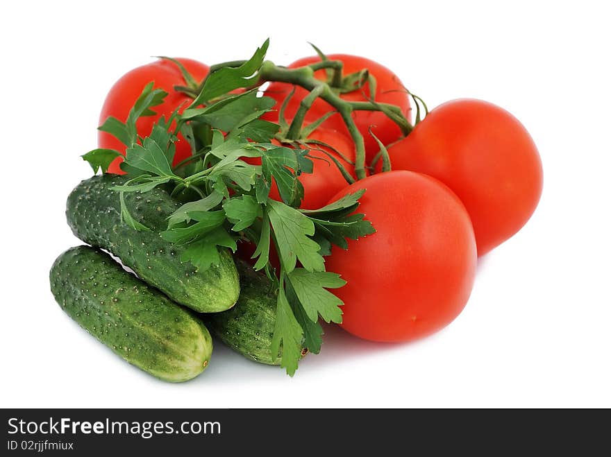 Tomatoes, cucumbers and parsley