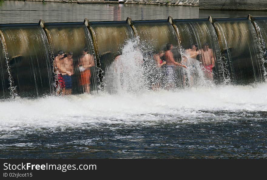 Cool water spray on the summer river. Cool water spray on the summer river