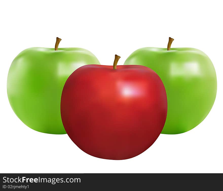 Realistic illustration of the ripe apples isolated over white