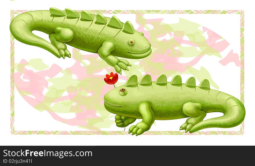 Congratulation card with two dinosaures. Congratulation card with two dinosaures