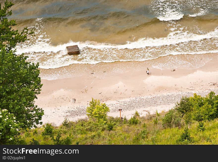 View from above to seashore