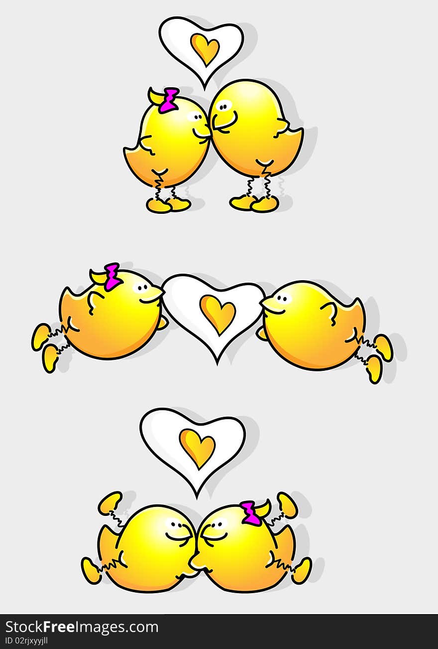 Cartoon Birds In Love