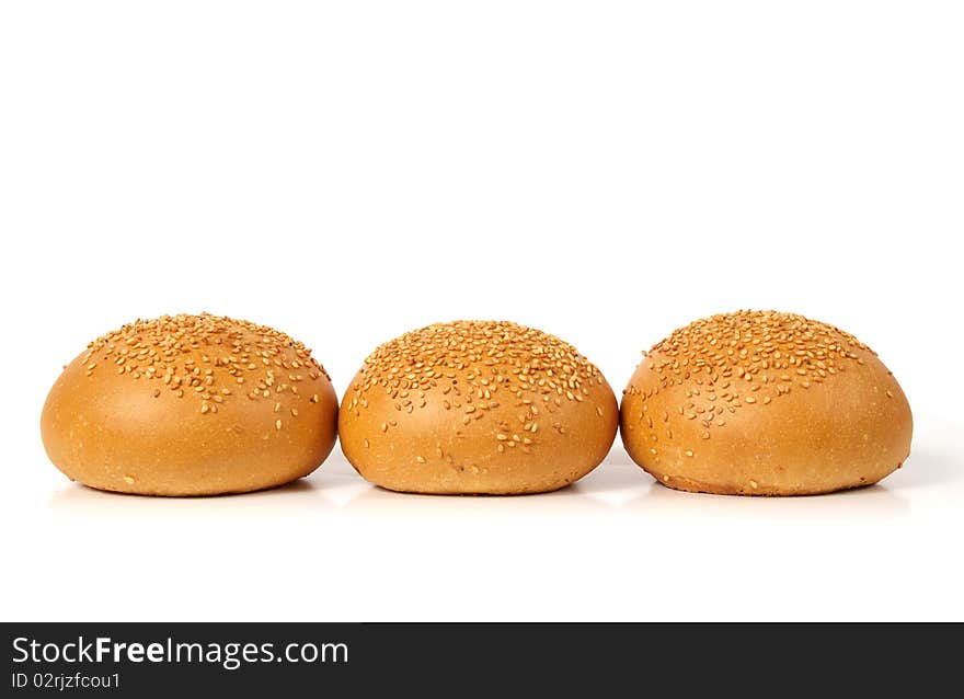 Three sesame seed buns