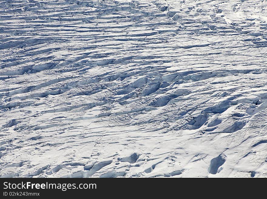 Surface of a flowing glacier. Aerial view. Arctic region. Surface of a flowing glacier. Aerial view. Arctic region