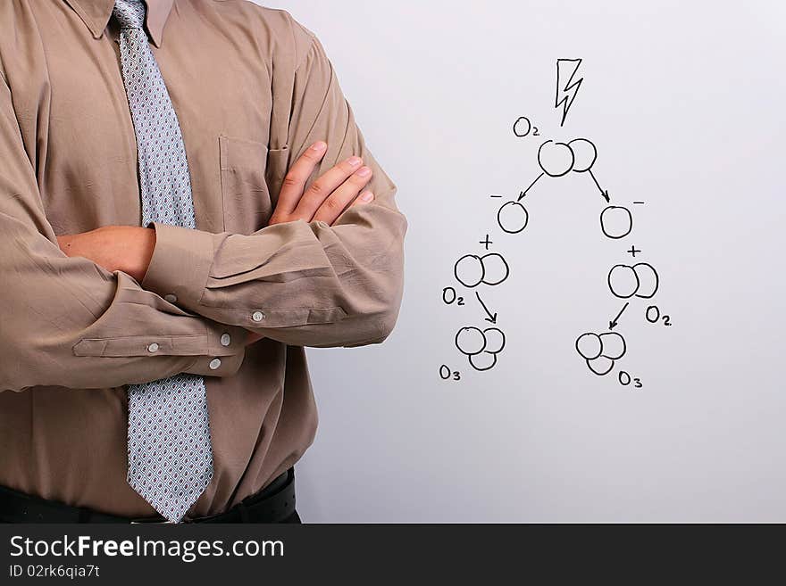 Man standing next to a drawing