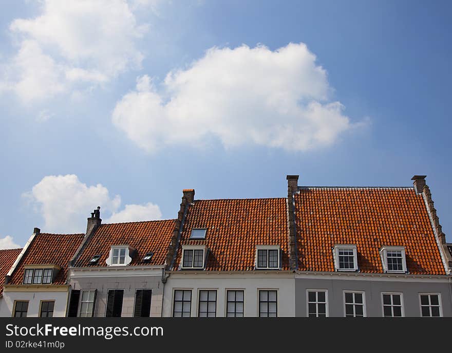 Typical dutch houses in wijk bij duurstede