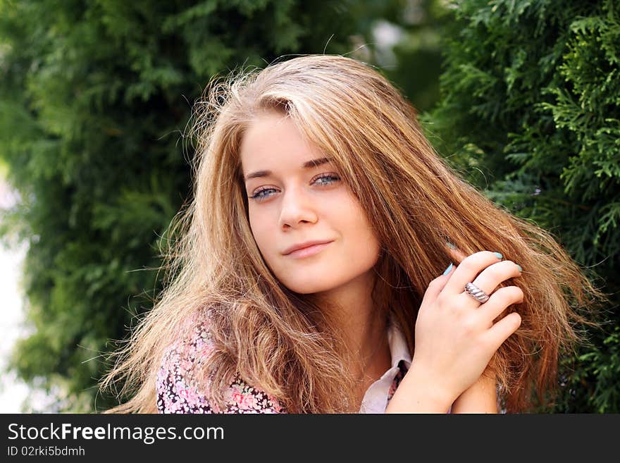 Beautiful young woman. Outdoor portrait